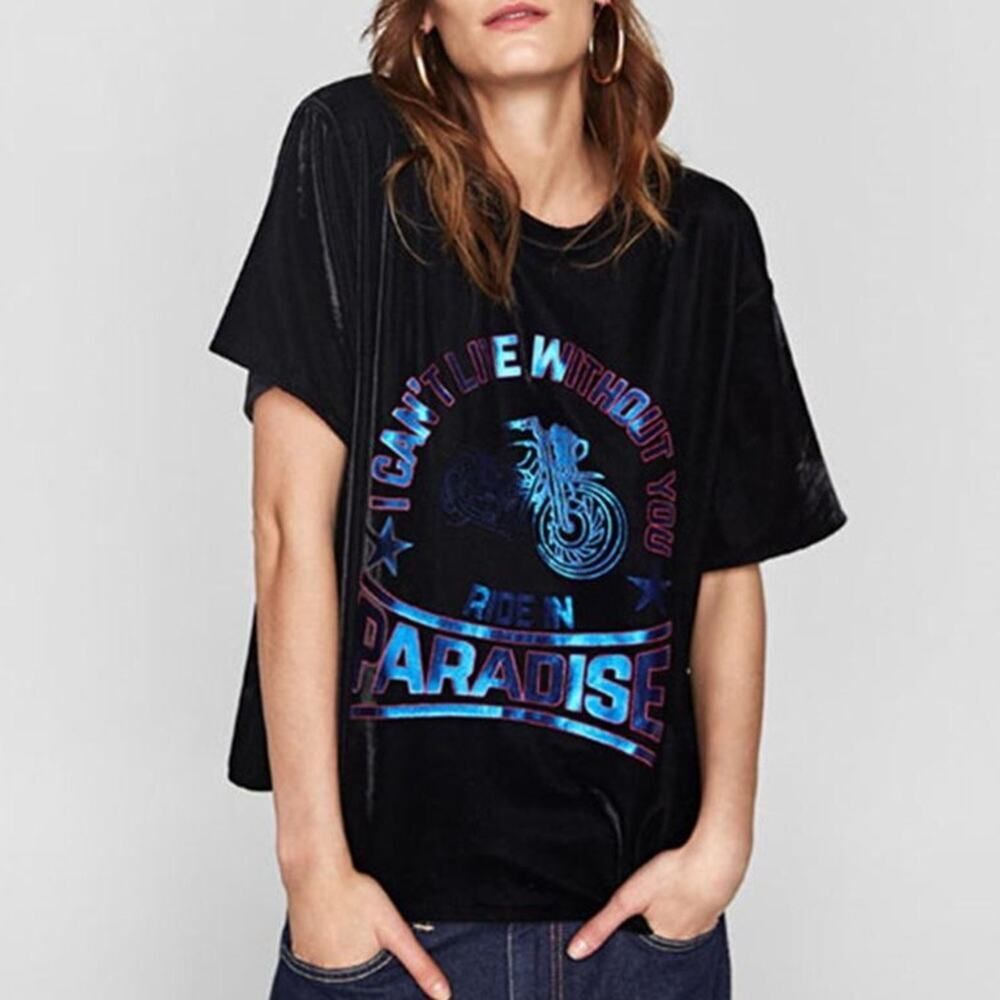 Zara “I can’t live without you” Velvet Tee